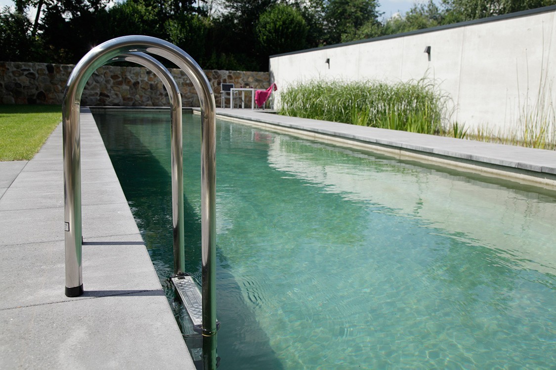 Bio Pool in in Germany with solar heating via pool floor